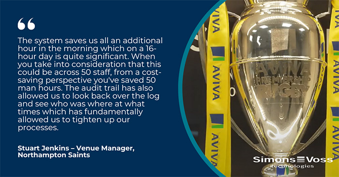 Venue Manager Stuart Jenkins' testimonial to the effectiveness of SimonsVoss' system