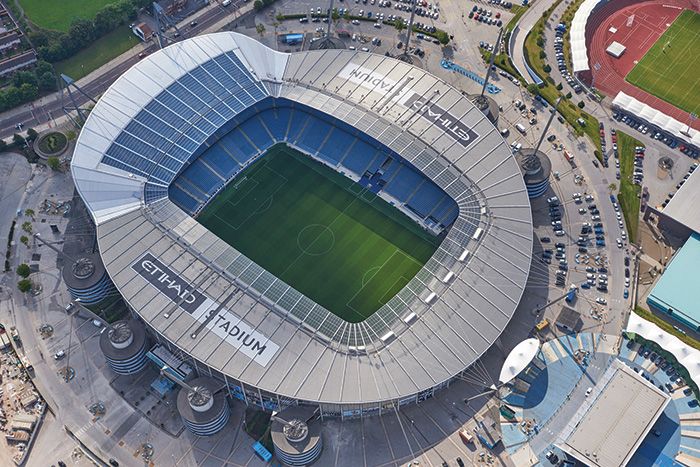 An aerial view of the Etihad Stadium