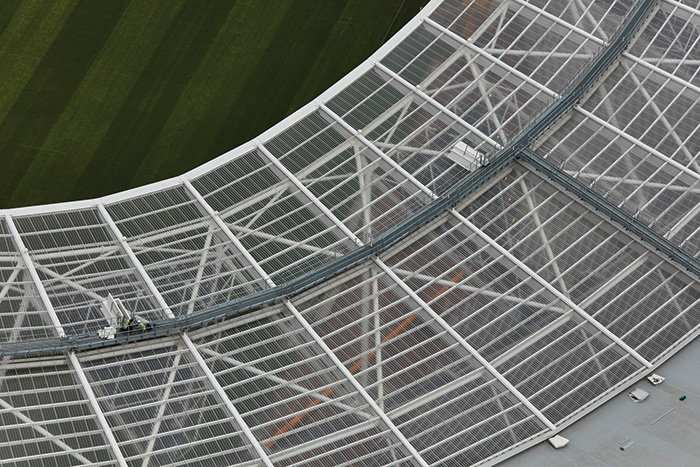 A detailed view of the London Stadium roof