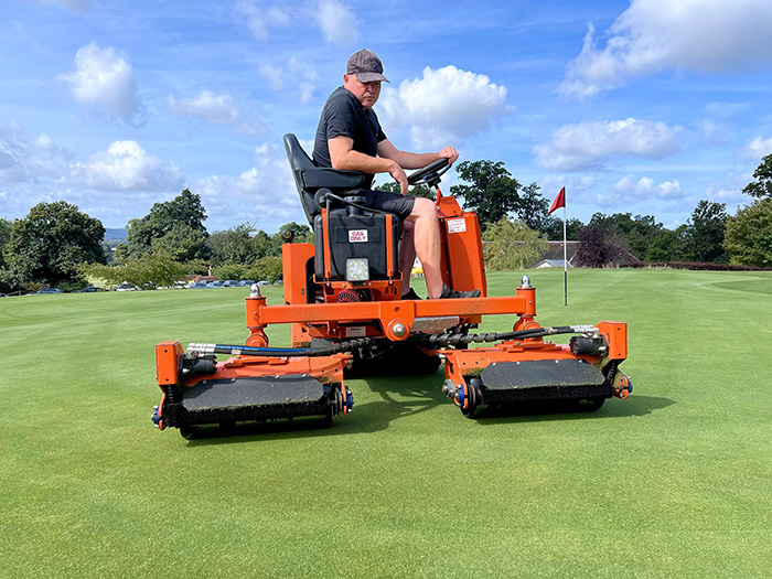 Jonathan Smith on the Salsco roller installed at Cowdray Golf Club.