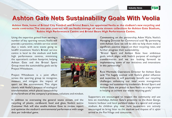 Ashton Gate Nets Sustainability Goals With Veolia