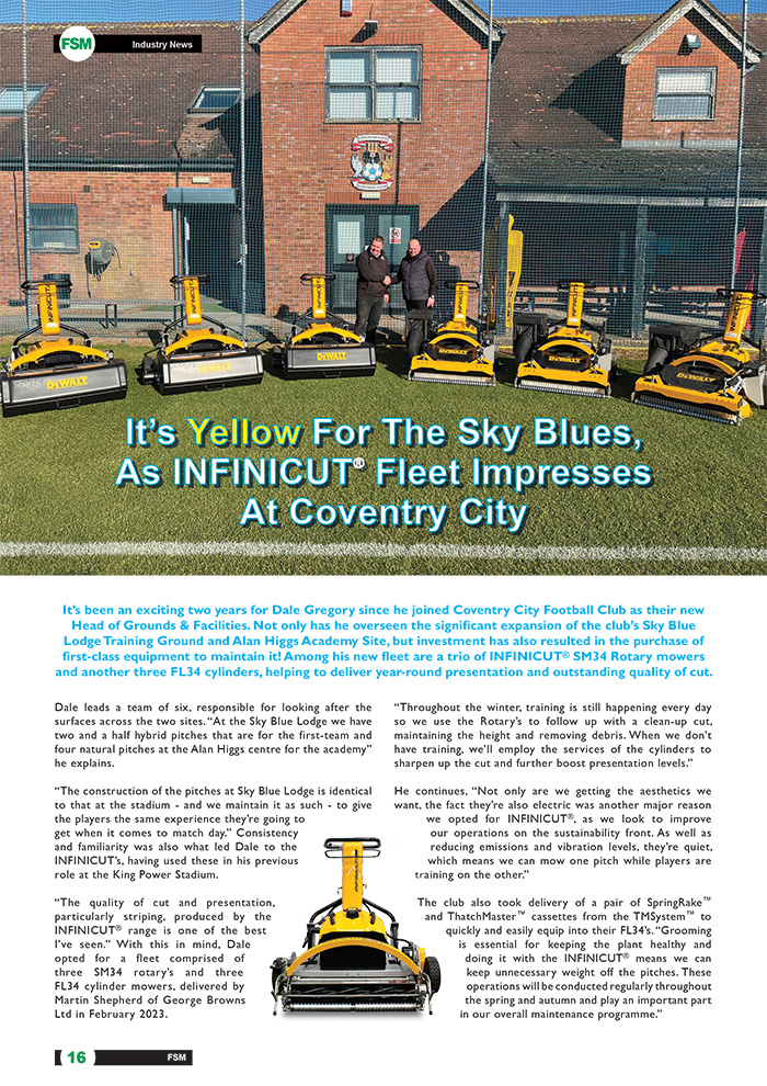 It’s Yellow For The Sky Blues, As INFINICUT® Fleet Impresses At Coventry City