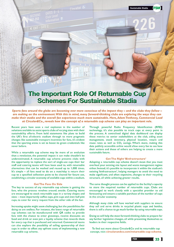 The Important Role Of Returnable Cup Schemes For Sustainable Stadia