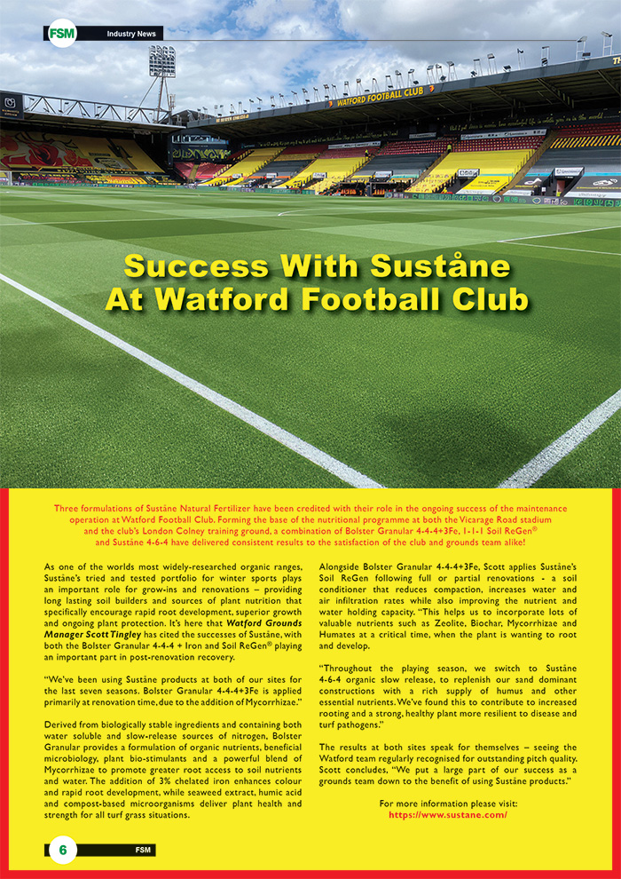 Success With Suståne At Watford Football Club