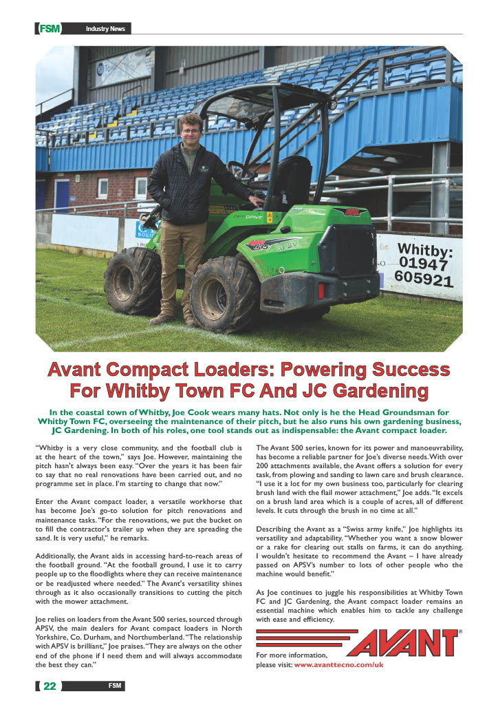 Avant Compact Loaders: Powering Success For Whitby Town FC And JC Gardening