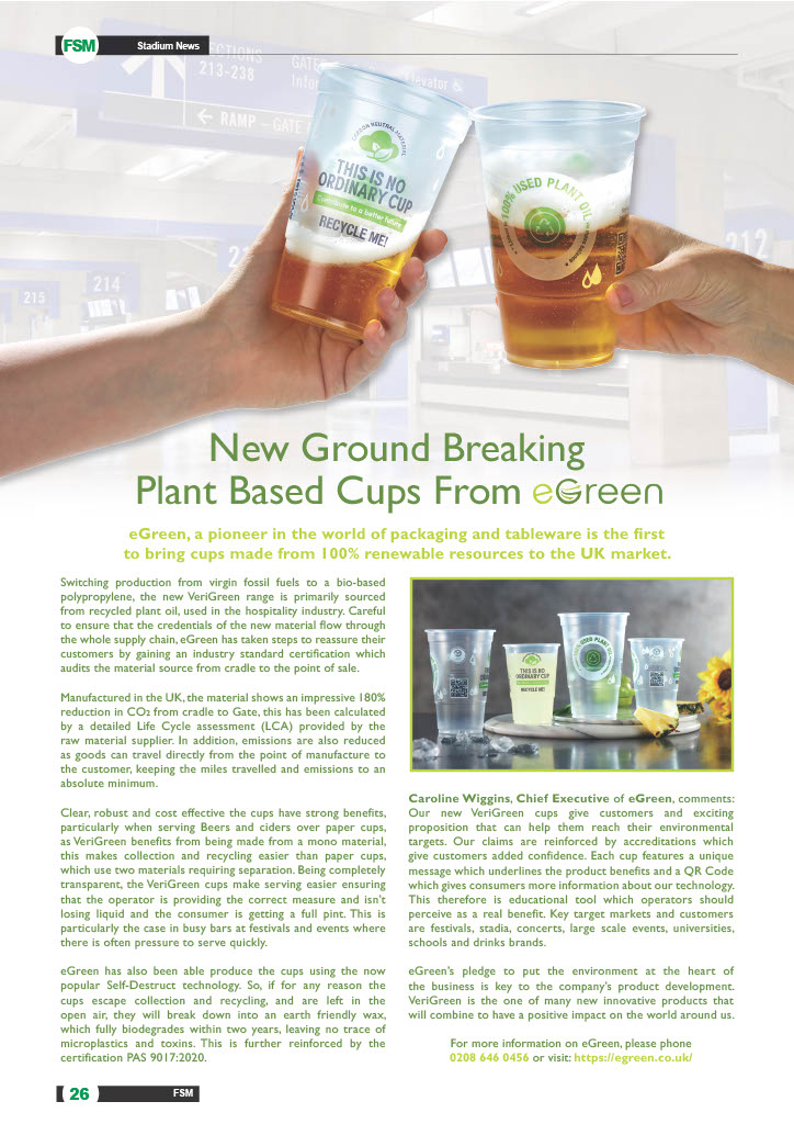 New Ground Breaking Plant Based Cups From eGreen