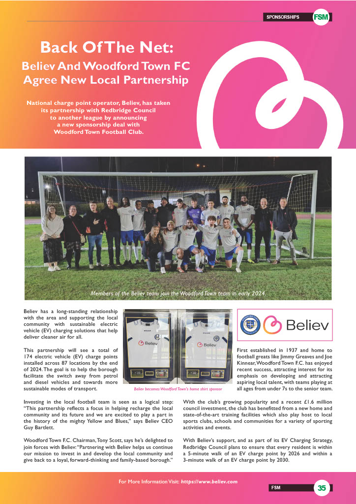 Back Of The Net: Believ And Woodford Town FC Agree New Local Partnership