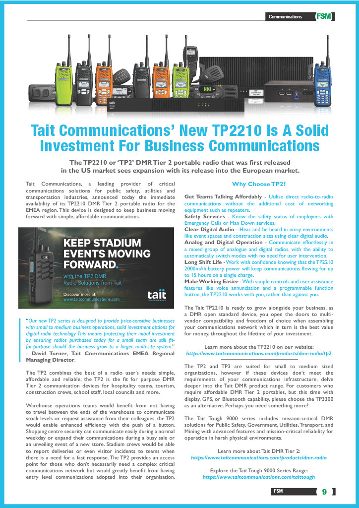 Tait Communications’ New TP2210 Is A Solid Investment For Business Communications