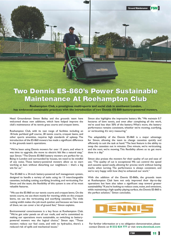 Two Dennis ES‑860’s Power Sustainable Maintenance At Roehampton Club