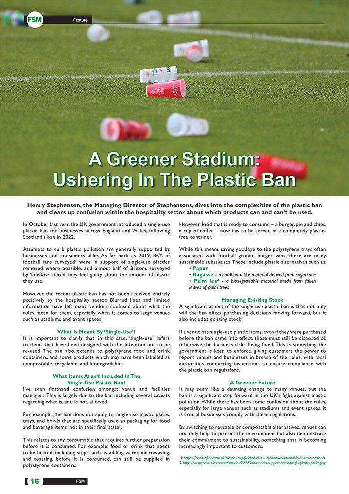 A Greener Stadium: Ushering In The Plastic Ban