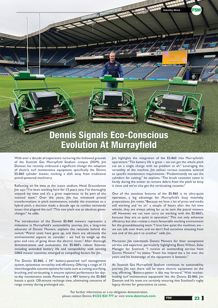 Dennis Signals Eco‑Conscious Evolution At Murrayfield