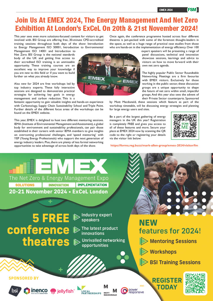 Join Us At EMEX 2024, The Energy Management And Net Zero Exhibition At London’s ExCeL On 20th & 21st November 2024!