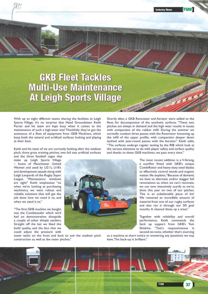 GKB Fleet Tackles Multi‑Use Maintenance At Leigh Sports Village