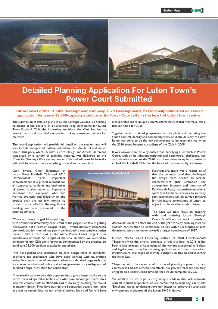 Detailed Planning Application For Luton Town’s Power Court Submitted