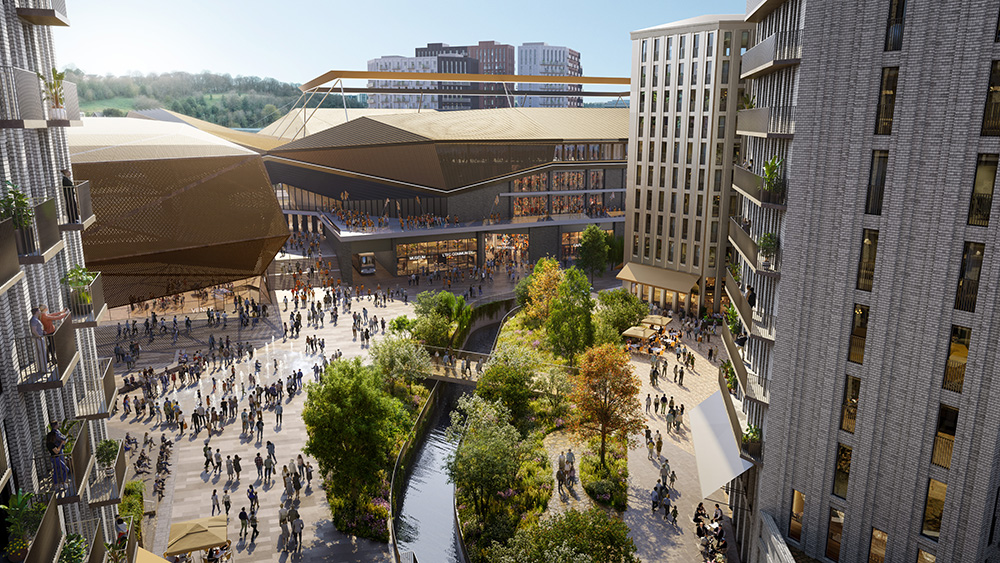 An aerial view of the now-approved Luton Town Football Club Power Court Development