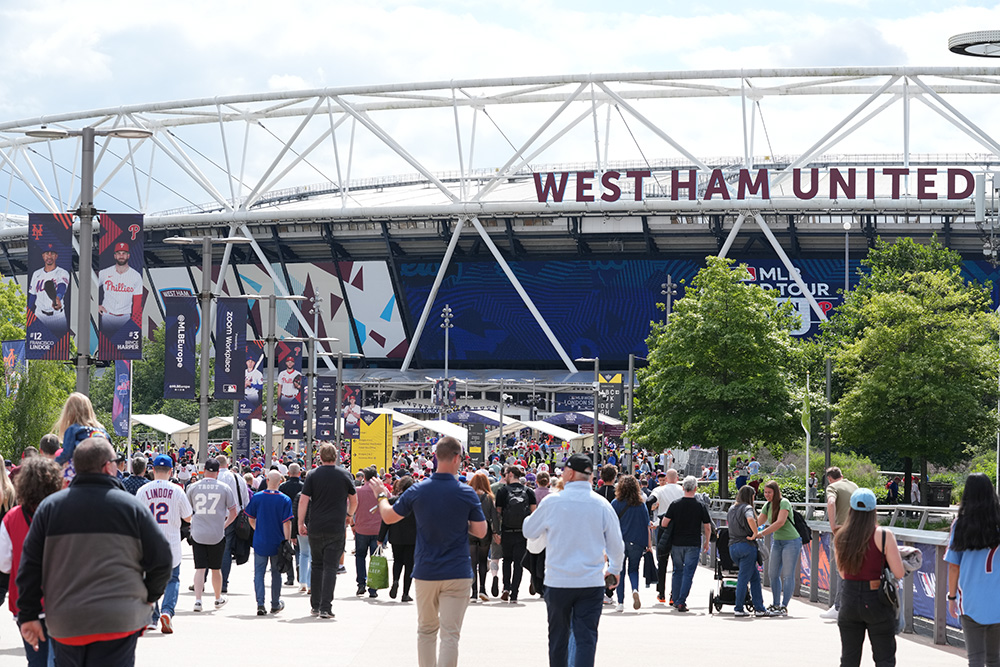 Fans heading to West Ham United's London Stadium for the MLB London Series 2024