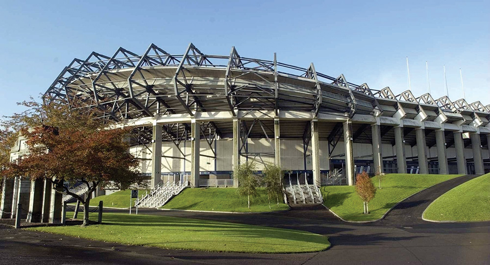 The exterior of Murrayfield Stadium