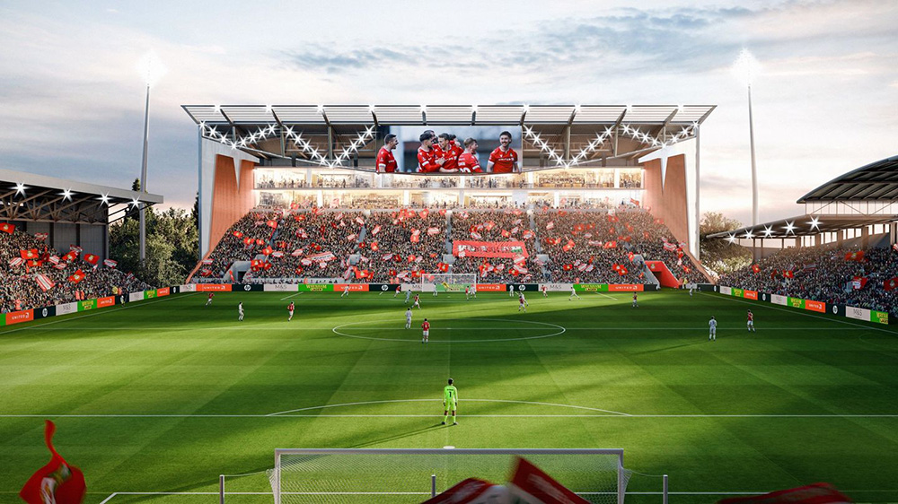 Wrexham AFC's new design for the Kop Stand, inside the stadium. Image credit: Wrexham AFC