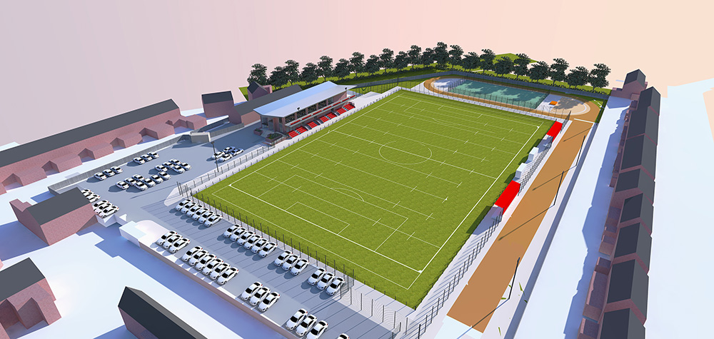 A CGI representation of how the Goole Town Deal Victoria Pleasure Ground will look, seen from the air. Image Credit: Goole Town Deal.