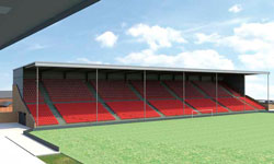 a mock-up of how the new seating at Telford Athletics Stadium will look